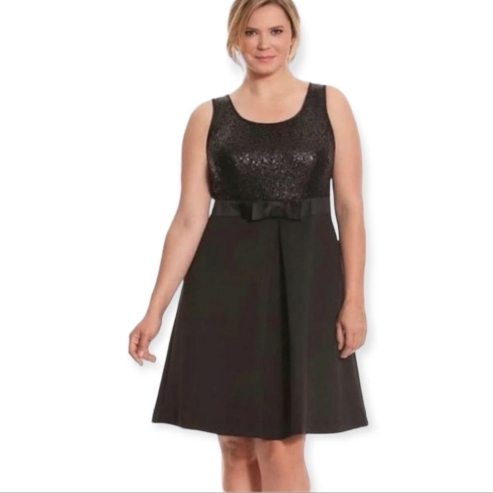 Isabel Toledo sequin black sleeveless round neck a-line midi dress